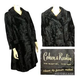 Vintage Cohen & Ruskin Black fur coat 214 West 39th street, New York size 10